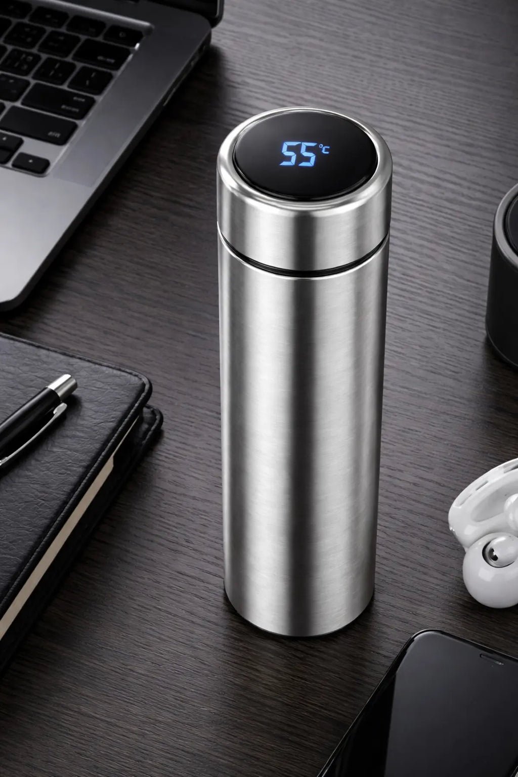 Sticlă termică inox cu afișaj digital temperatură – Izolare dublă, design smart, reutilizabilă